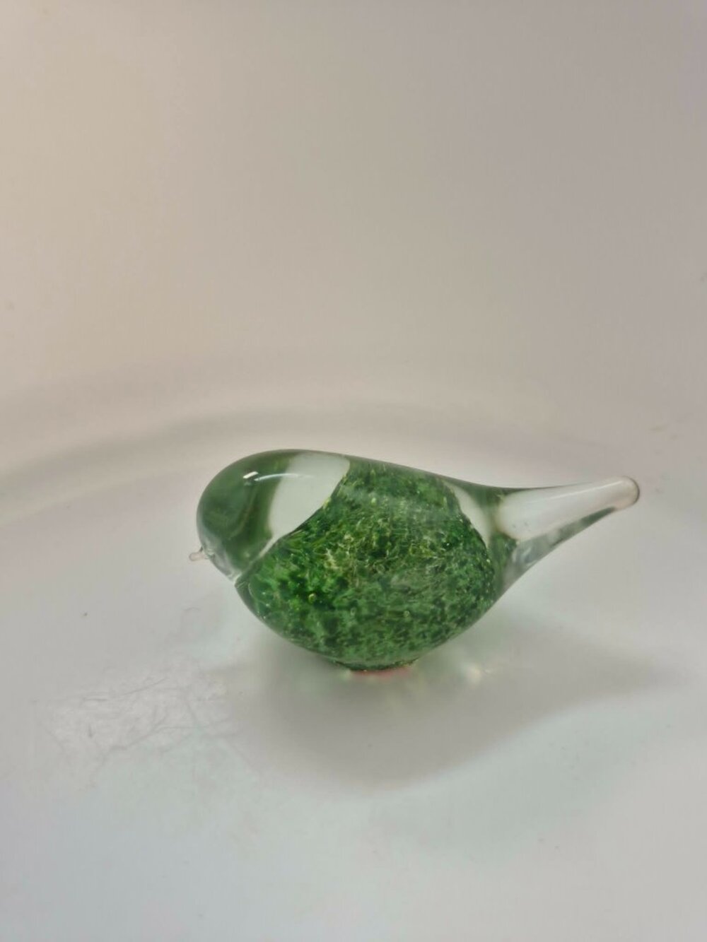 Vintage Green Clear Bird Art Glass Figurine